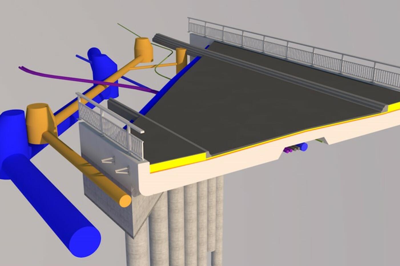 3D-Modell Schnitt durch Brücke