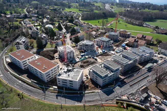 Drohnenaufnahme Wohnüberbauung "en Grandchamp", Saint-Légier-La Chiésaz