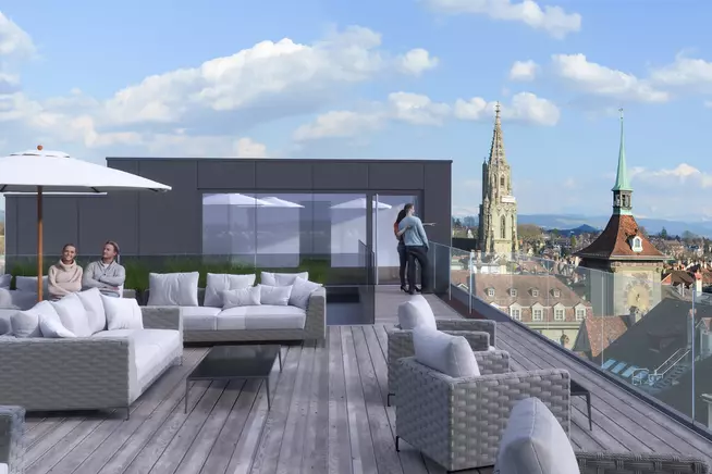 Visualisierung Aussenansicht Dachterrasse Hotel Bern