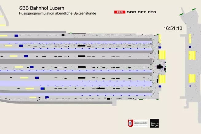 Fahrplan- und Gleiseinzugsplan des Bahnhofs Luzern.
