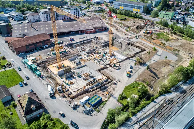 Drohnenbild ÜB Ziegeleien, Aregger AG Bauunternehmung