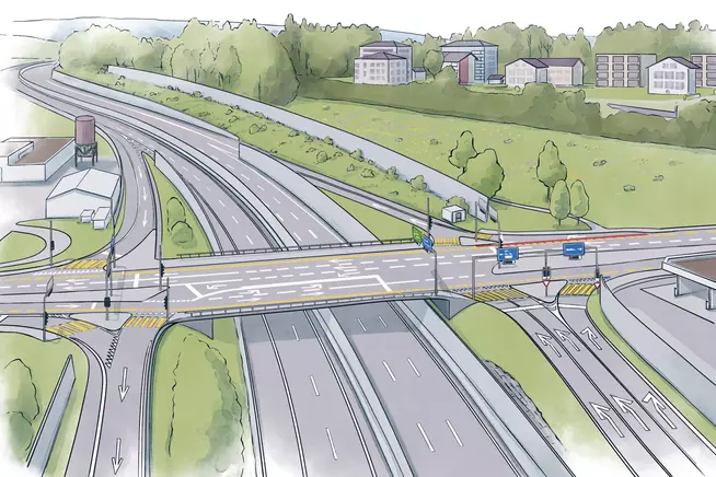 Anschluss A2 Emmen Nord Richtung Basel (© Oculus Illustration GmbH)
